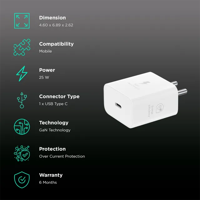Samsung Original 25W Type-C Travel Adaptor Without Cable